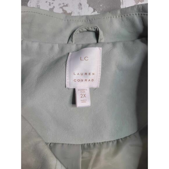 2739 LC‎ Lauren Conrad Faux Suede Mint Moto Jacket Women's 2XL - Picture 6 of 6